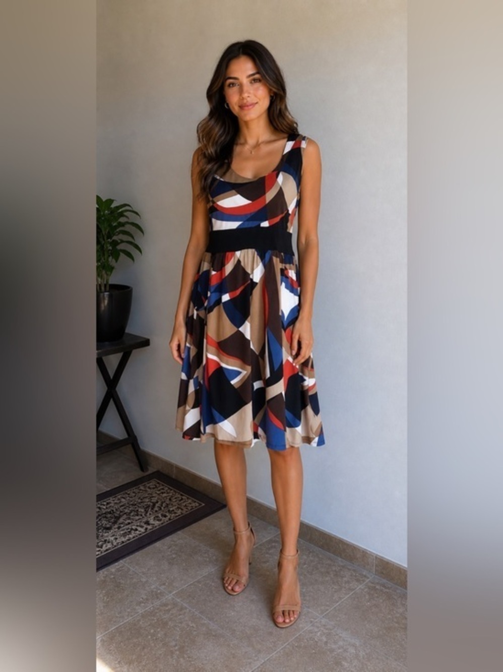 MICHAEL Michael Kors Geometric Print Retro Dress Size Medium